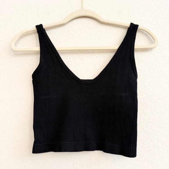 Free People Tops - Intimately Free People Black Ribbed V-Neck Crop Tank Top XS/S